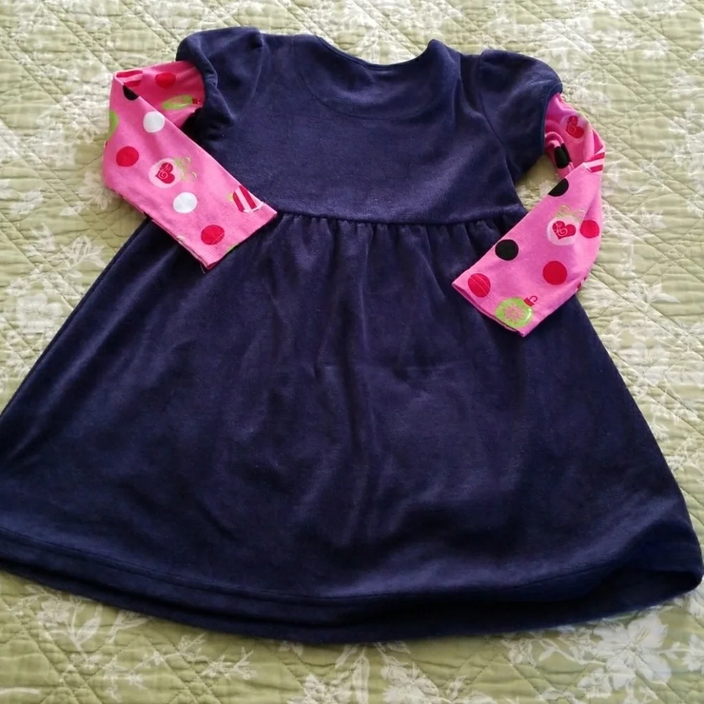 Dress blue velvet with pink sleeves, Peppa pig